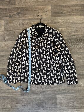 Alice + Olivia Willa poodle black & white Button-Up Silk shirt
